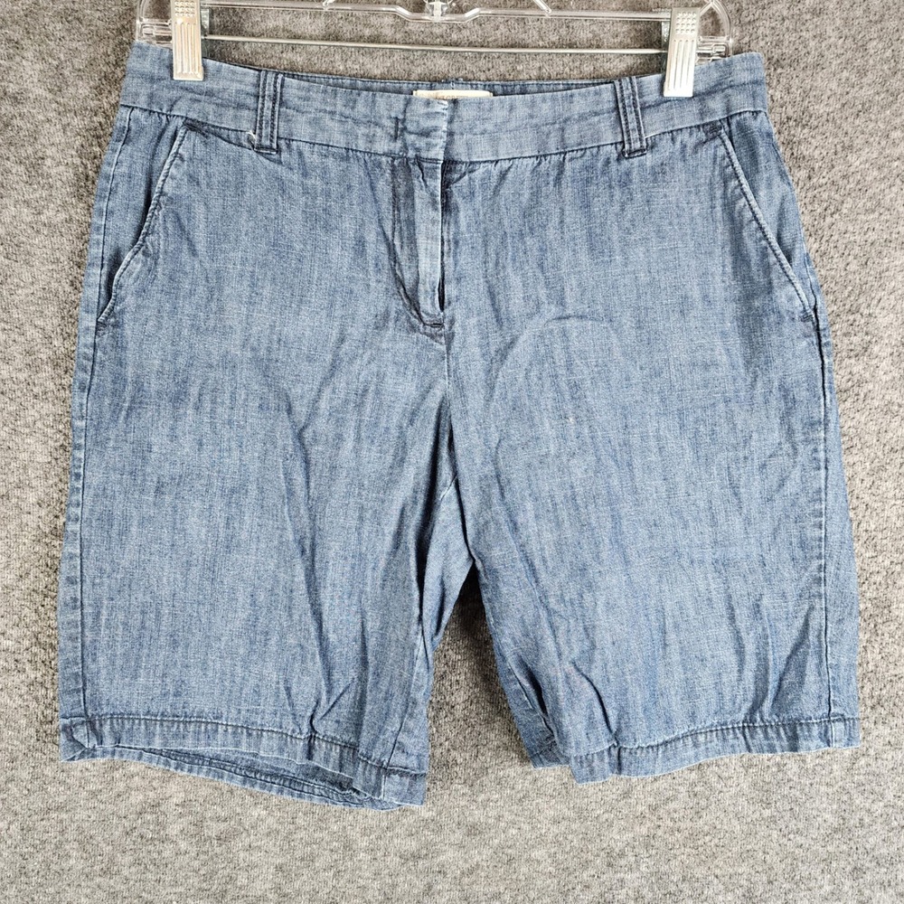 J.Crew Shorts Womens 4 Bermuda Blue Cotton Mid Rise Solid EUC